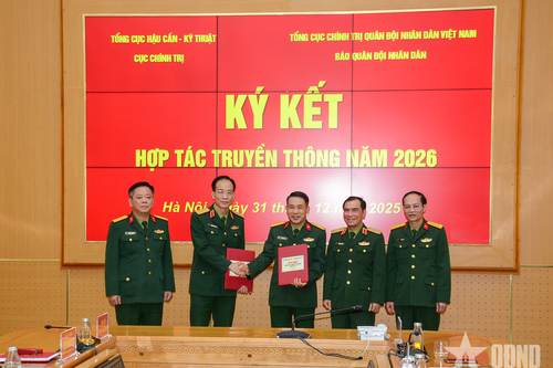 Cục Chính trị, Tổng cục Hậu cần-Kỹ thuật và Báo Quân đội nhân dân ký kết hợp tác truyền thông năm 2026