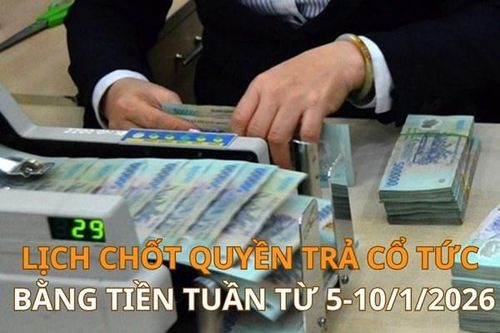 Lịch chốt quyền trả cổ tức bằng tiền tuần tới (từ 5-10/1/2026): MCH trả cổ tức cao nhất 25%