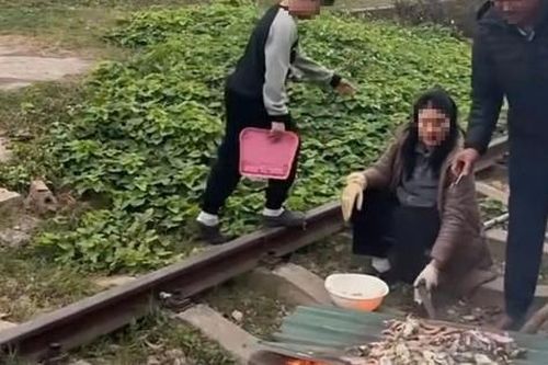 Xôn xao clip gia đình nổi lửa, nướng đồ ăn trên đường ray