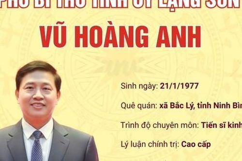 TIỂU SỬ ĐỒNG CHÍ VŨ HOÀNG ANH, TÂN PHÓ BÍ THƯ TỈNH ỦY LẠNG SƠN