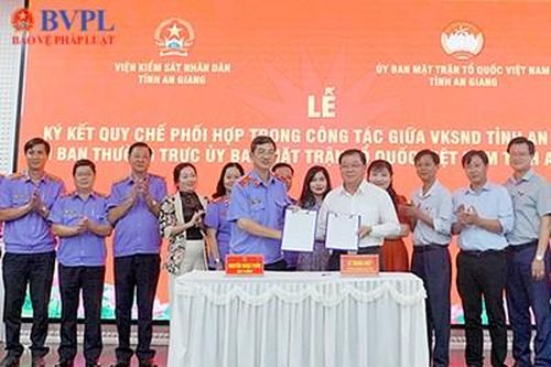 VKSND tỉnh An Giang ký Quy chế phối hợp với Ủy ban MTTQ Việt Nam tỉnh