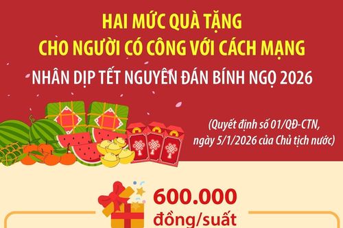 Hai mức quà tặng cho người có công với cách mạng nhân dịp Tết Nguyên đán Bính Ngọ 2026