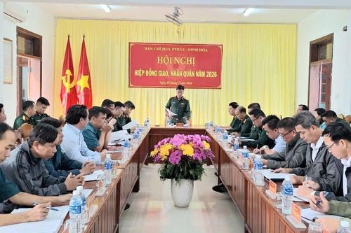 Ban Chỉ huy Phòng thủ khu vực 1 - Ninh Hòa tổ chức hội nghị hiệp đồng giao, nhận quân năm 2026