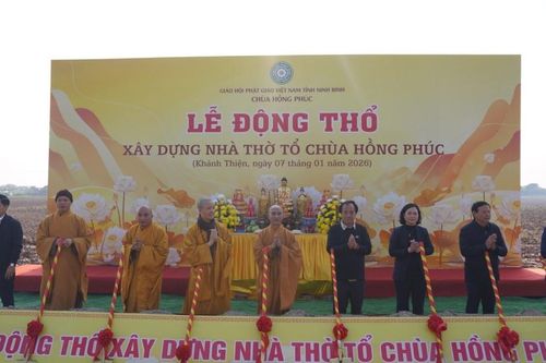 Ninh Bình: Chùa Hồng Phúc tổ chức Lễ an vị tôn tượng Phật, khởi công xây dựng nhà thờ Tổ, đúc đại hồng chung