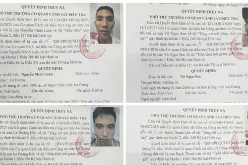Truy nã 4 đối tượng trốn khỏi nơi giam giữ