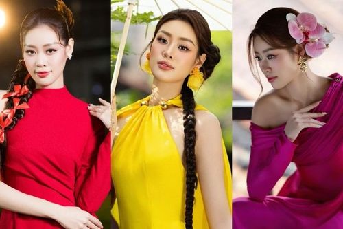 Hoa hậu Khánh Vân khoe nhan sắc dịu dàng với áo dài Tết của NTK Lê Thanh Hòa