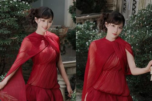 Kiều Trinh Xíu khoe sắc rực rỡ trong váy đỏ, gương mặt trẻ trung gây chú ý