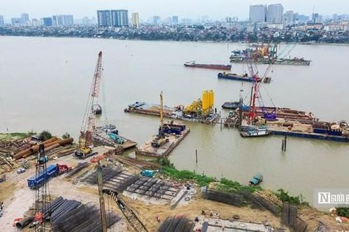 Hà Nội: Đại công trường xây dự án trị giá 16.000 tỷ đồng hình thành giữa sông Hồng