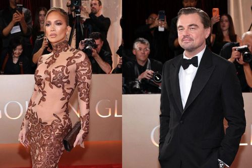 Dàn sao đổ bộ thảm đỏ Quả Cầu Vàng: Jennifer Lopez diện váy lưới xuyên thấu, Leonardo DiCaprio chuẩn quý ông lịch lãm