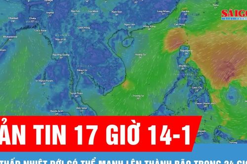 Bản tin 17 giờ 14-1: Áp thấp nhiệt đới có thể mạnh lên thành bão trong 24 giờ tới