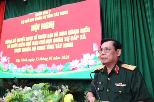 Bộ CHQS tỉnh Tây Ninh công bố quyết định tổ chức lại Ban CHQS cấp xã, phường
