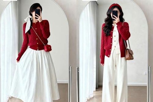 Cardigan đỏ đón Tết: 4 công thức phối đồ chuẩn Hàn, mặc là thấy không khí xuân
