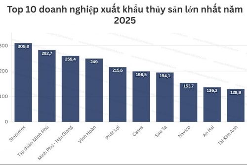 Top 10 doanh nghiệp xuất khẩu thủy sản lớn nhất năm 2025