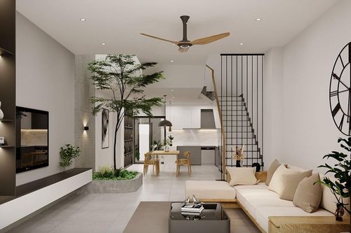 Những mẫu phòng khách liền bếp nhà ống đẹp, tiện nghi