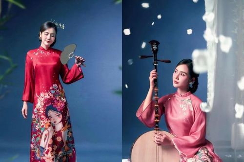 Huyền Lizzie diện áo dài đẹp miễn chê, khoe vẻ dịu dàng nền nã