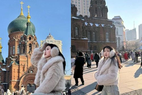 Hot girl Hoàng Anh Ốc khoe nhan sắc rạng rỡ giữa mùa đông Cáp Nhĩ Tân