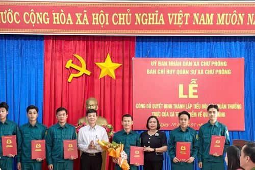 Ra mắt Tiểu đội dân quân thường trực xã Chư Prông