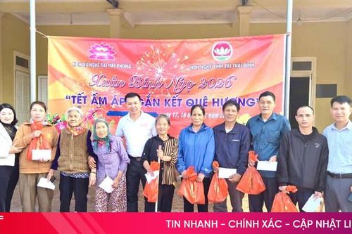 Hội đồng hương xứ Nghệ tại Hải Phòng, Thái Bình trao quà Tết cho hộ dân khó khăn