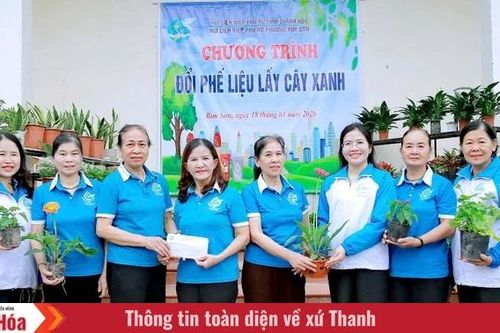 Phụ nữ phường Bỉm Sơn lan tỏa lối sống xanh từ hoạt động đổi phế liệu lấy cây xanh