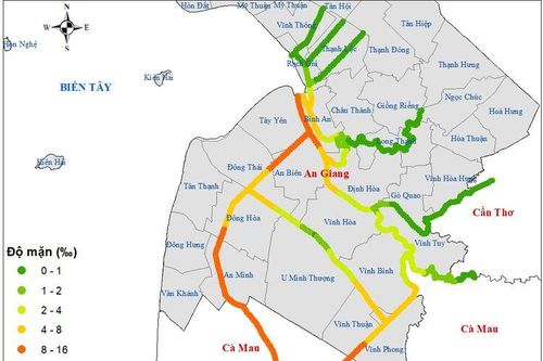 An Giang cảnh báo mặn xâm nhập có xu thế tăng
