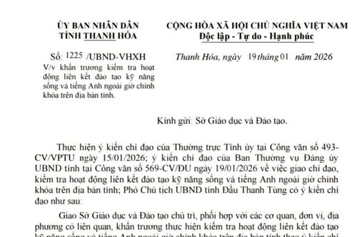 Thanh Hóa kiểm tra khẩn hoạt động liên kết đào tạo kỹ năng sống, tiếng Anh ngoài giờ