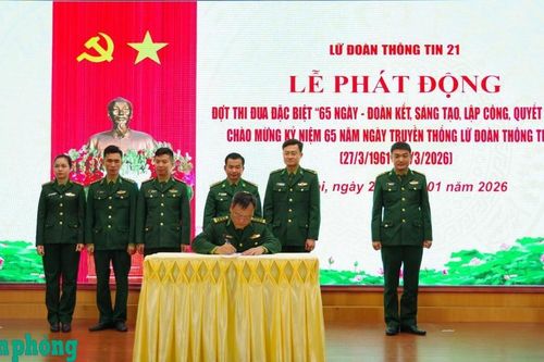 Lữ đoàn Thông tin 21 Bộ đội Biên phòng phát động đợt thi đua cao điểm đặc biệt chào mừng kỷ niệm 65 năm Ngày truyền thống