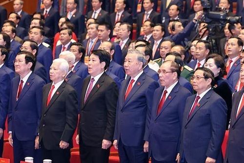 Hình ảnh lãnh đạo Đảng, Nhà nước và các đại biểu dự khai mạc Đại hội Đảng lần thứ 14