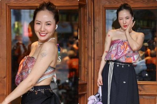 Phương Linh quyến rũ với mốt quấn khăn thành áo