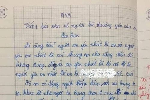 Bài văn tả bố được chấm 10 điểm, cô giáo phải thốt lên 'cô thích lắm'