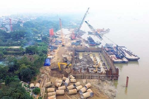 Dự án cầu Tứ Liên hơn 20.000 tỷ đồng: Cận cảnh tiến độ thi công sau 8 tháng khởi công