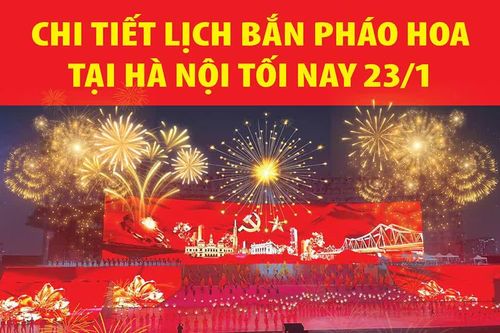 Chi tiết lịch bắn pháo hoa tại Hà Nội tối nay 23/1