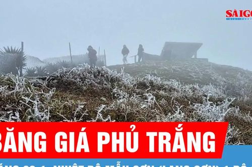 Có nơi 1 độ C, băng giá phủ trắng đỉnh Mẫu Sơn (Lạng Sơn)