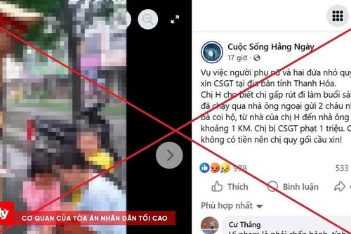 Việc mẹ con quỳ gối xin Cảnh sát giao thông tại Thanh Hóa là tin giả