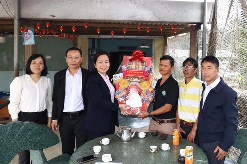 Lãnh đạo Ban Tuyên giáo và Dân vận Tỉnh ủy chúc Tết người có uy tín tiêu biểu tại xã Nam Khánh Vĩnh