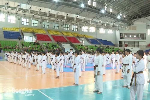 Gần 360 võ sinh Karate tham dự Kỳ thi thăng đẳng quốc gia tại Đồng Nai