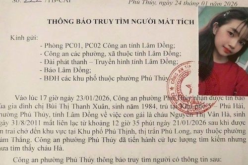 Công an thông báo truy tìm nữ sinh 15 tuổi Nguyễn Thị Vân Hà