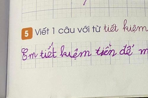Viết một câu với từ 'tiết kiệm', bé gái tiểu học đưa ra câu trả lời 'bá đạo'