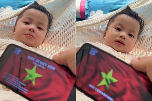 Tuyệt chiêu dỗ con của ông bố trẻ: Bé nín khóc ngay khi nghe Quốc ca
