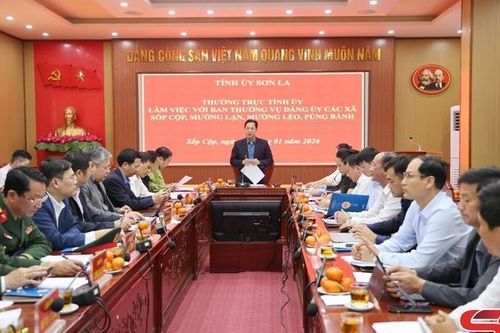 Thường trực Tỉnh ủy làm việc với Ban Thường vụ Đảng ủy các xã Sốp Cộp, Mường Lạn, Mường Lèo, Púng Bánh