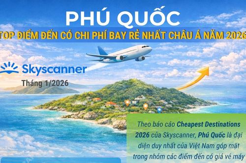 Phú Quốc lọt top điểm đến có chi phí bay rẻ nhất châu Á năm 2026