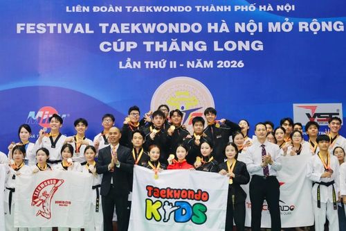 Gần 2.000 võ sinh tranh tài Festival Taekwondo Hà Nội mở rộng 2026