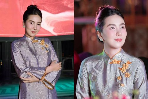 MC Mai Ngọc duyên dáng trong áo dài truyền thống tại Year End Party