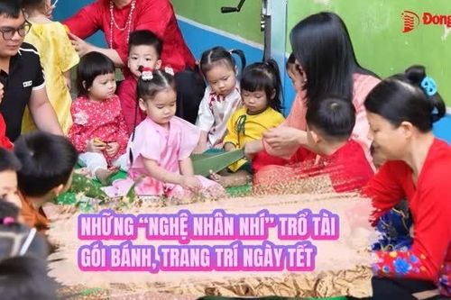 Những 'nghệ nhân nhí' trổ tài gói bánh, trang trí ngày Tết