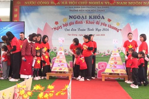 Trường Mầm non Hòa Chung tổ chức Ngày hội gia đình - Khỏe để yêu thương - vui đón xuân Bính Ngọ 2026