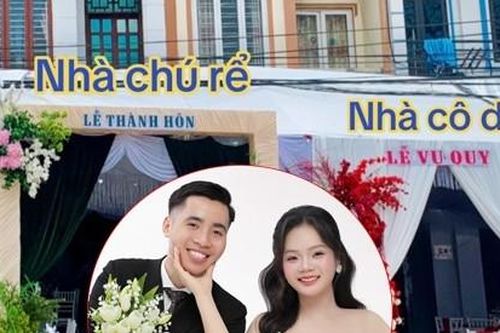 Cặp đôi chung vách ở Bắc Ninh cưới nhau, hai nhà chung rạp, rước dâu mất 10 giây