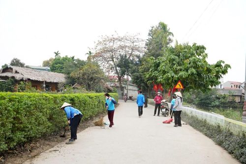 Ra quân tổng vệ sinh môi trường tại Di tích Làng cổ ở Đường Lâm