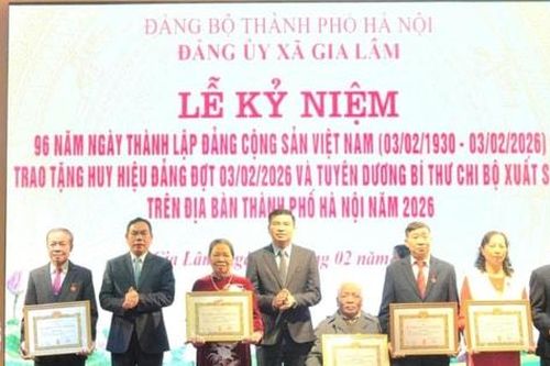 Gia Lâm kỷ niệm 96 năm Ngày thành lập Đảng và trao tặng, truy tặng Huy hiệu Đảng