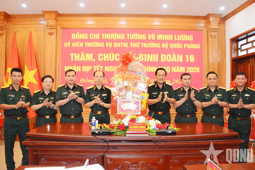 Thượng tướng Võ Minh Lương thăm, chúc Tết Binh đoàn 16 và Trường Sĩ quan Công binh
