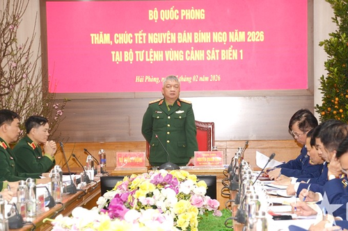 Thượng tướng Nguyễn Quang Ngọc thăm và chúc Tết tại Bộ tư lệnh Vùng Cảnh sát biển 1