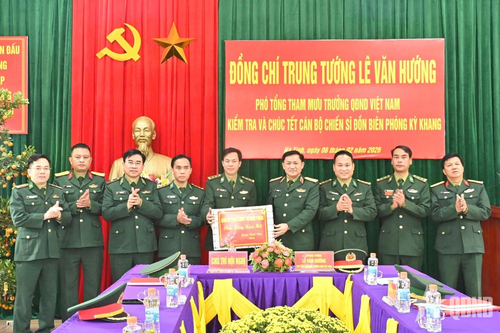 Trung tướng Lê Văn Hướng thăm, kiểm tra, chúc Tết tại Hà Tĩnh